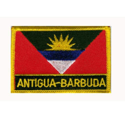 Image 1 of Antigua and Barbuda Flag Country Rectangular Embroidered Cloth Patch Set x 3