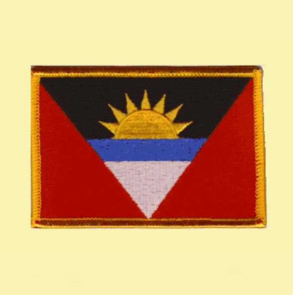Image 0 of Antigua and Barbuda Flag World Rectangular Embroidered Cloth Patch Set x 3
