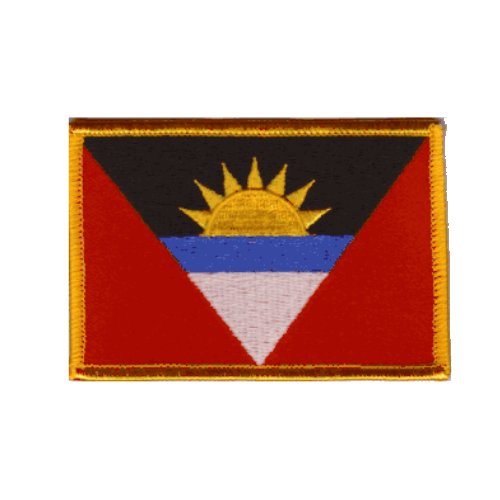 Image 1 of Antigua and Barbuda Flag World Rectangular Embroidered Cloth Patch Set x 3