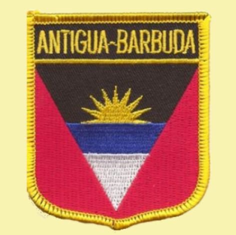 Image 0 of Antigua and Barbuda Flag World Shield Embroidered Cloth Patch Set x 3