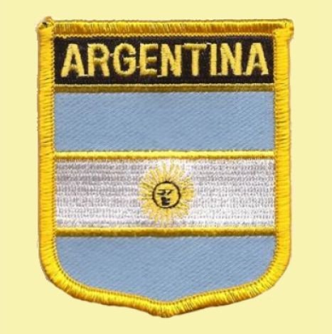 Image 0 of Argentina Flag World Shield Embroidered Cloth Patch Set x 6