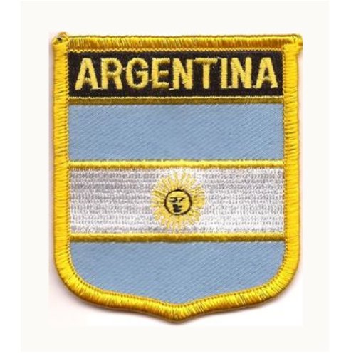 Image 1 of Argentina Flag World Shield Embroidered Cloth Patch Set x 6