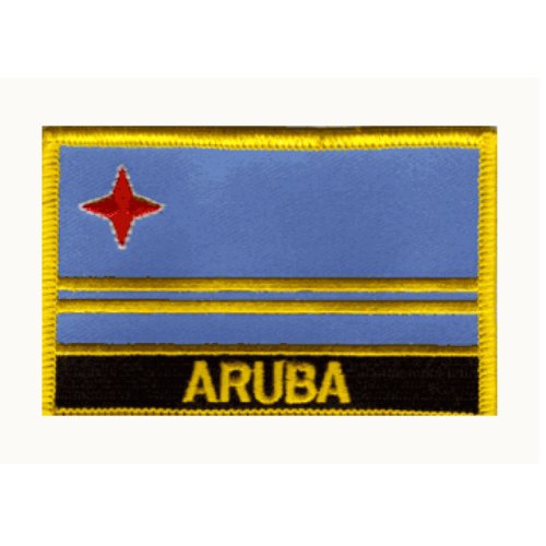 Image 1 of Aruba Flag Country Rectangular Embroidered Cloth Patch Set x 3