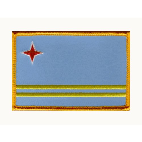 Image 1 of Aruba Flag World Rectangular Embroidered Cloth Patch Set x 3