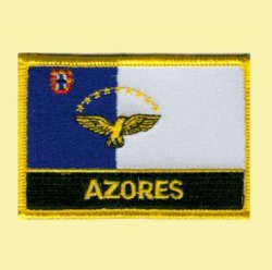 Azores Flag Country Rectangular Embroidered Cloth Patch Set x 6