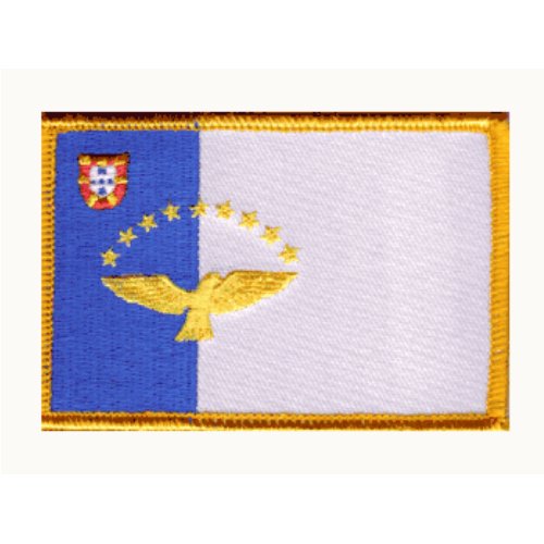 Image 1 of Azores Flag World Rectangular Embroidered Cloth Patch Set x 3