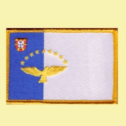 Azores Flag World Rectangular Embroidered Cloth Patch Set x 3