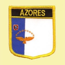 Azores Flag World Shield Embroidered Cloth Patch Set x 6