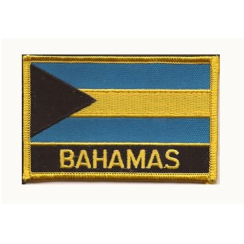 Image 1 of Bahamas Flag Country Rectangular Embroidered Cloth Patch Set x 3