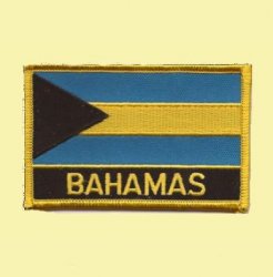 Bahamas Flag Country Rectangular Embroidered Cloth Patch Set x 3