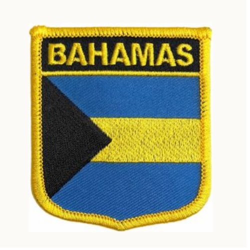 Image 1 of Bahamas Flag World Shield Embroidered Cloth Patch Set x 3