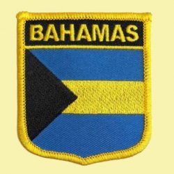 Bahamas Flag World Shield Embroidered Cloth Patch Set x 3