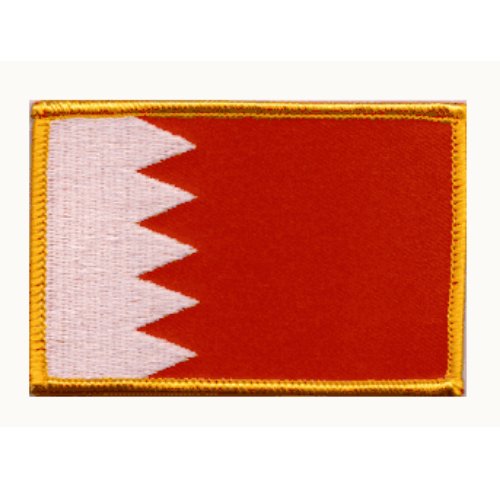 Image 1 of Bahrain Flag World Rectangular Embroidered Cloth Patch Set x 6
