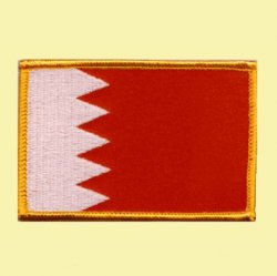 Bahrain Flag World Rectangular Embroidered Cloth Patch Set x 6
