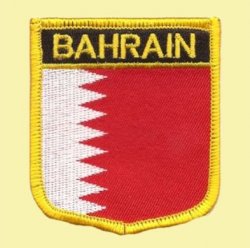 Bahrain Flag World Shield Embroidered Cloth Patch Set x 3