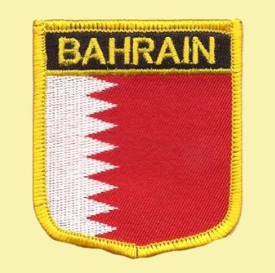 Image 0 of Bahrain Flag World Shield Embroidered Cloth Patch Set x 6