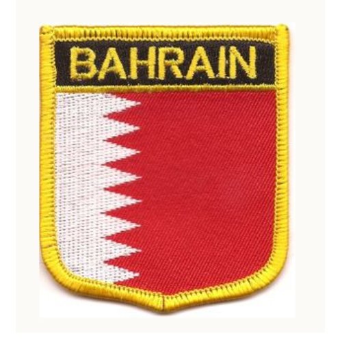 Image 1 of Bahrain Flag World Shield Embroidered Cloth Patch Set x 6