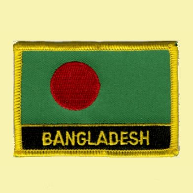 Image 0 of Bangladesh Flag Country Rectangular Embroidered Cloth Patch Set x 3