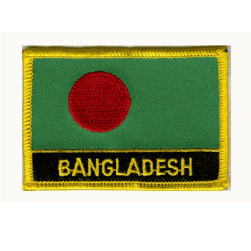 Image 1 of Bangladesh Flag Country Rectangular Embroidered Cloth Patch Set x 6
