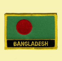 Bangladesh Flag Country Rectangular Embroidered Cloth Patch Set x 6