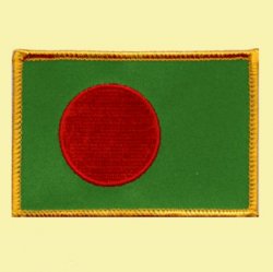 Bangladesh Flag World Rectangular Embroidered Cloth Patch Set x 3