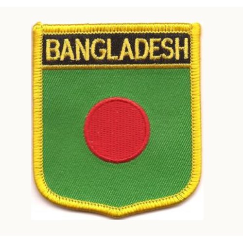 Image 1 of Bangladesh Flag World Shield Embroidered Cloth Patch Set x 3