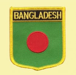 Bangladesh Flag World Shield Embroidered Cloth Patch Set x 3
