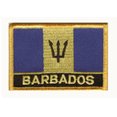 Image 1 of Barbados Flag Country Rectangular Embroidered Cloth Patch Set x 6