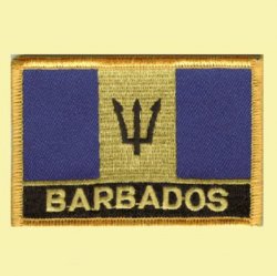 Barbados Flag Country Rectangular Embroidered Cloth Patch Set x 6