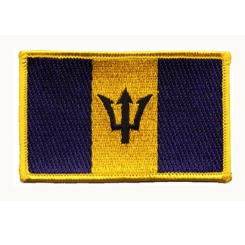 Image 1 of Barbados Flag World Rectangular Embroidered Cloth Patch Set x 6