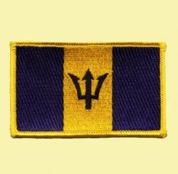Barbados Flag World Rectangular Embroidered Cloth Patch Set x 6