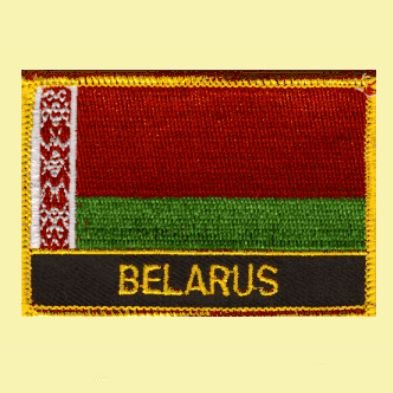 Image 0 of Belarus Flag Country Rectangular Embroidered Cloth Patch Set x 3