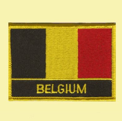 Image 0 of Belgium Flag Country Rectangular Embroidered Cloth Patch Set x 3