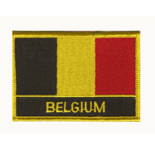 Image 1 of Belgium Flag Country Rectangular Embroidered Cloth Patch Set x 6