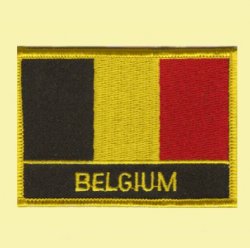Belgium Flag Country Rectangular Embroidered Cloth Patch Set x 6