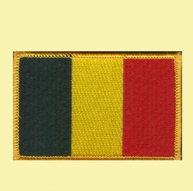 Image 0 of Belgium Flag World Rectangular Embroidered Cloth Patch Set x 3