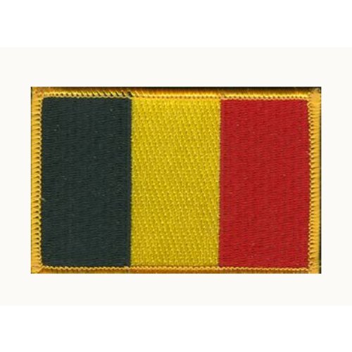 Image 1 of Belgium Flag World Rectangular Embroidered Cloth Patch Set x 6