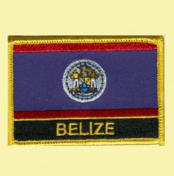 Belize Flag Country Rectangular Embroidered Cloth Patch Set x 3