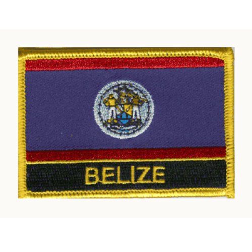 Image 1 of Belize Flag Country Rectangular Embroidered Cloth Patch Set x 6