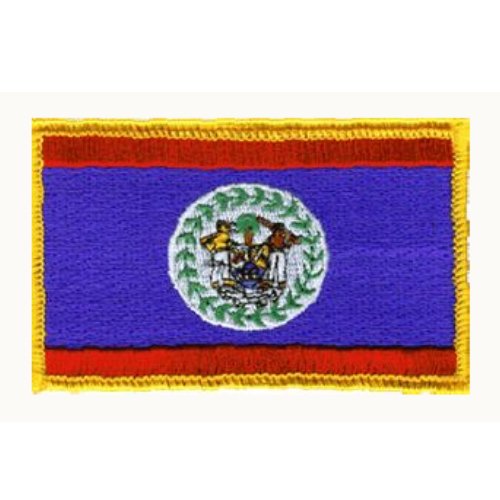 Image 1 of Belize Flag World Rectangular Embroidered Cloth Patch Set x 3