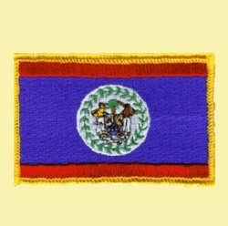 Belize Flag World Rectangular Embroidered Cloth Patch Set x 6