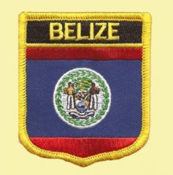 Belize Flag World Shield Embroidered Cloth Patch Set x 3