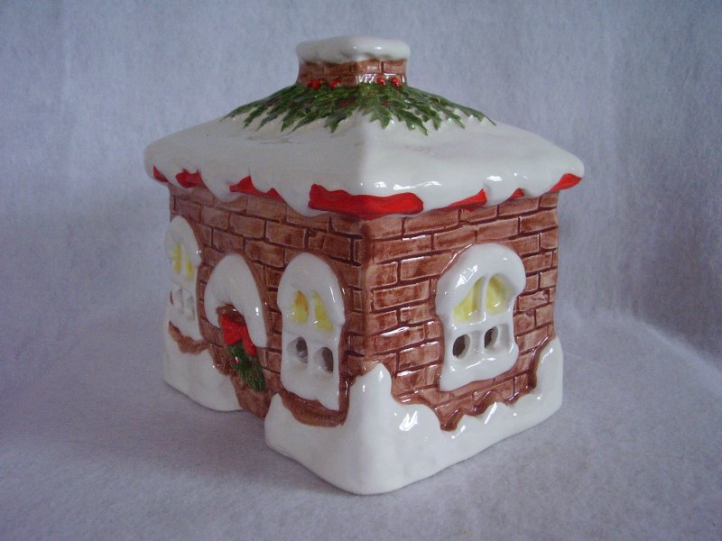 christmas house tea light votive candle holder ceramic tealight or tea light