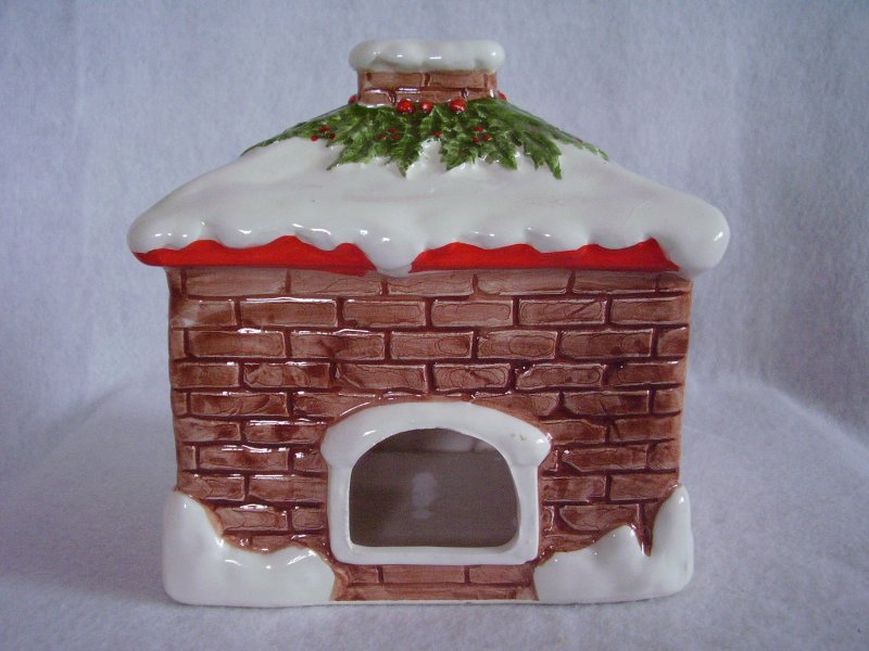 Christmas House Tea Light Votive Candle Holder Ceramic