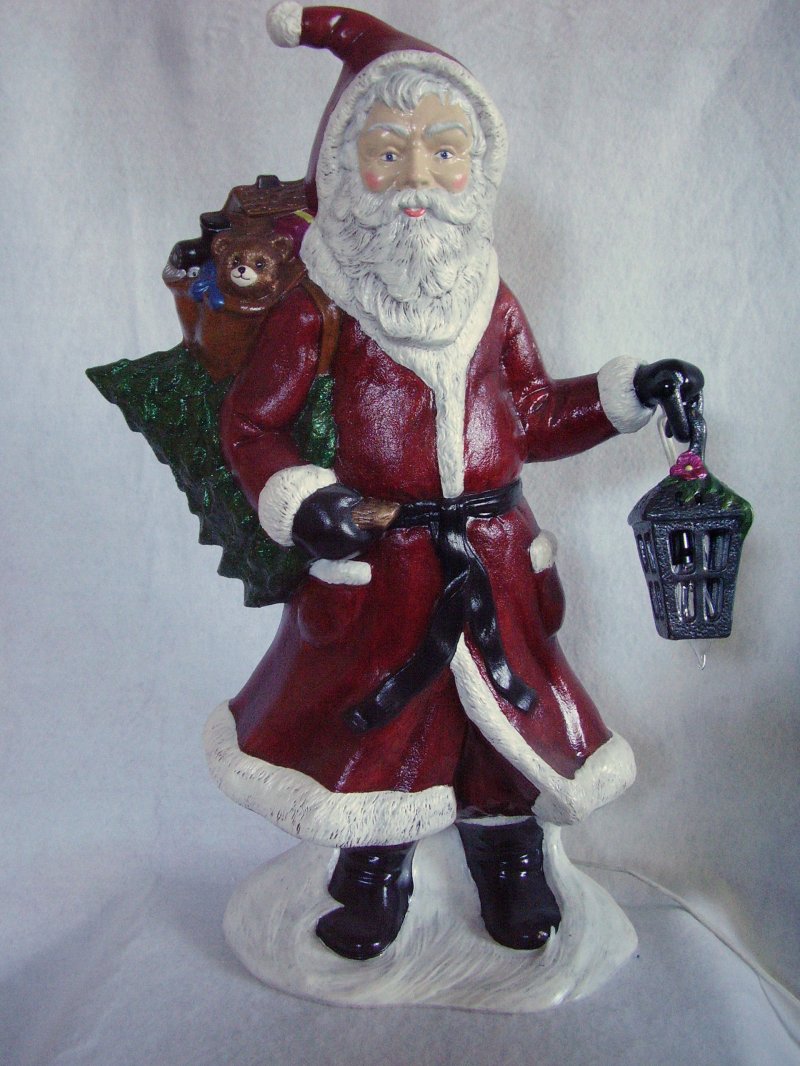 Large Ceramic Father Christmas Santa Statue Figure Lighted Lantern 20