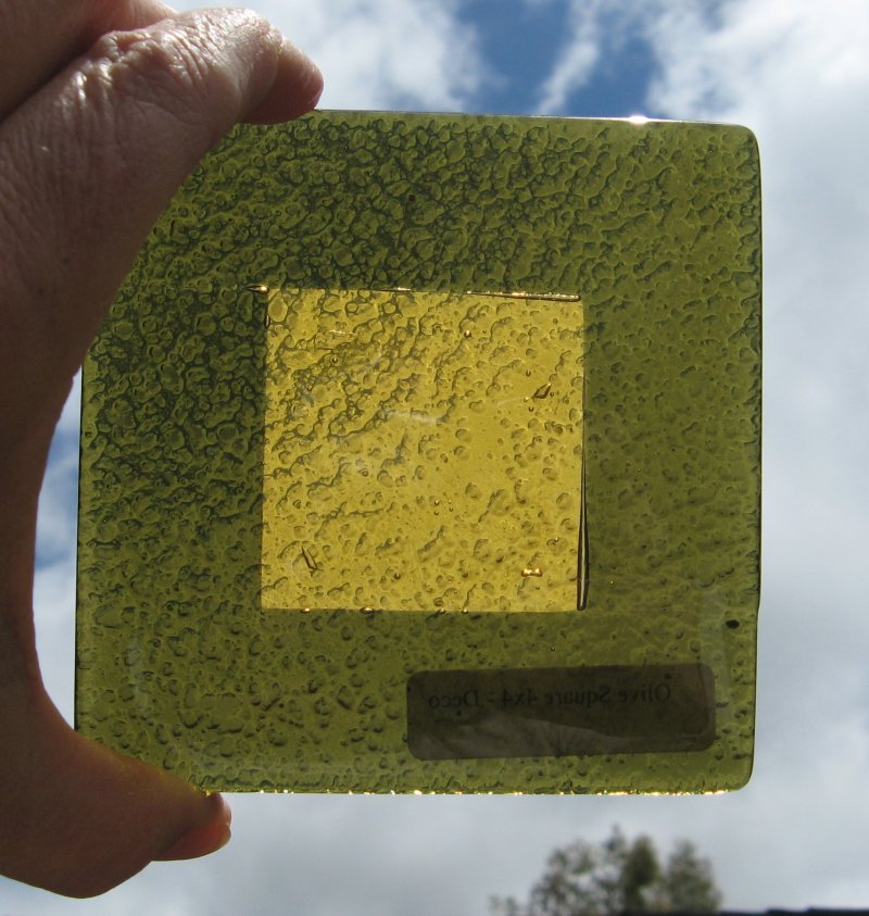 Glass Tile, 4 by 4 inches titled 'Olive Square'