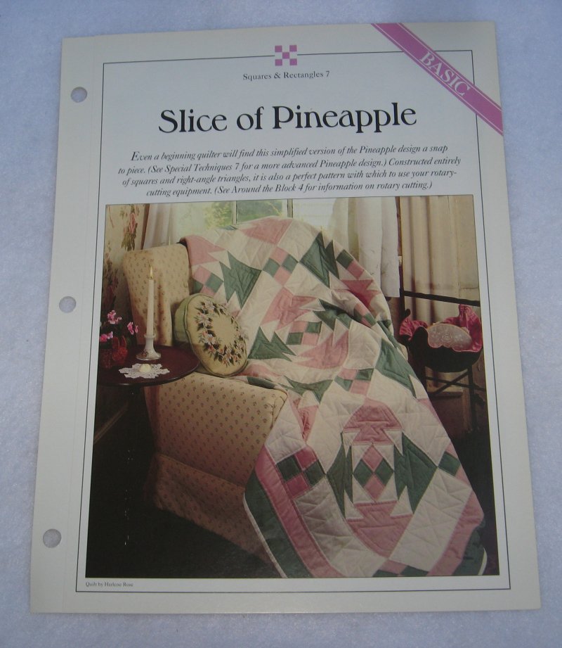 Slice of Pineapple Quilt Pattern with Actual Size Templates 