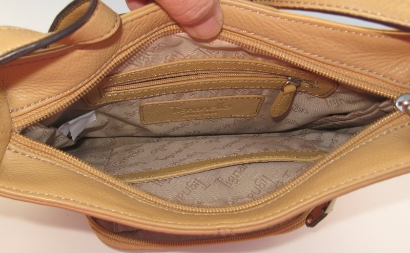 Tignanello Leather Crossbody Organizer Bag, Brass, QVC 