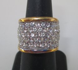 CZ Cocktail Ring From QVC, 18K HGE, Sz 8, 1980s