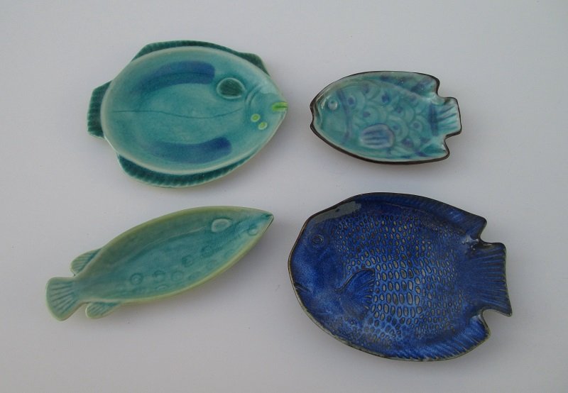 Vintage Porcelain Fish Plates, Qty 4, Nakagama Japan, Others